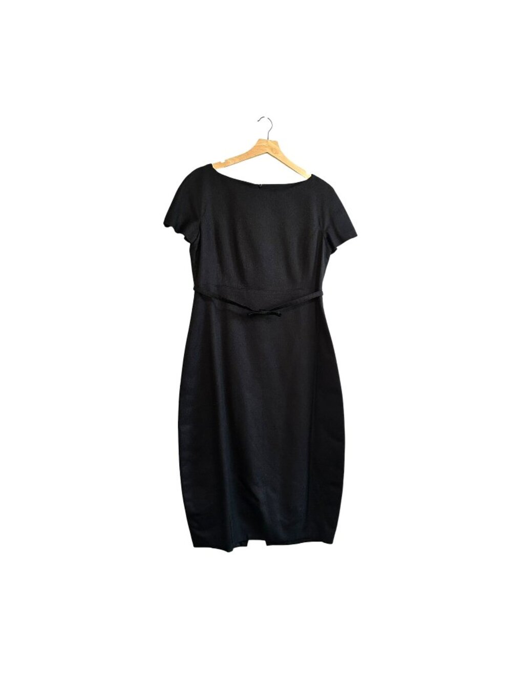 Barneys New York Black Silk Midi Dress Size 12 US/46 IT Cap Sleeves Empire Waist